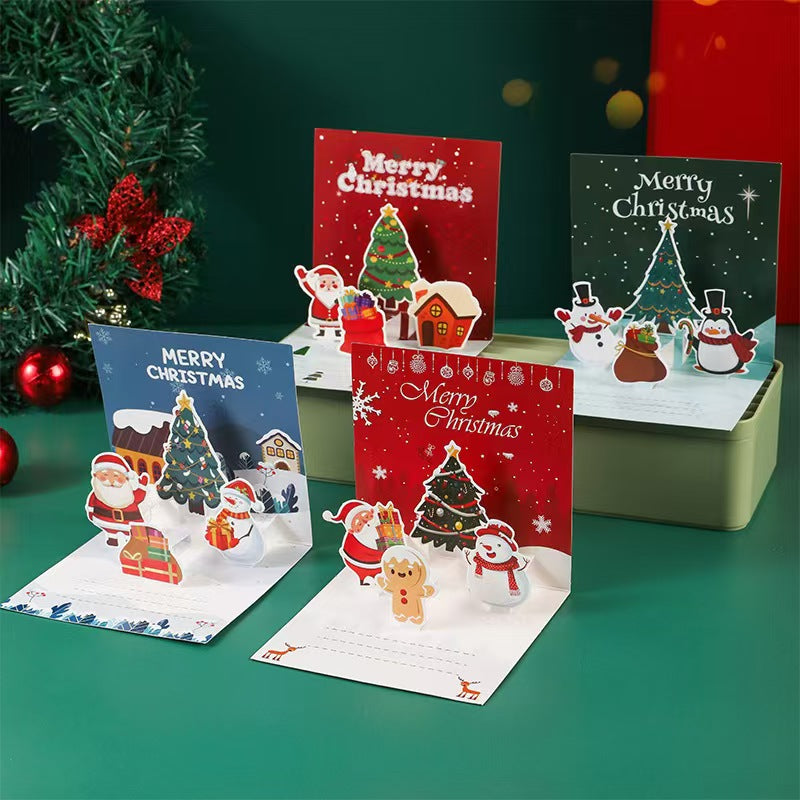 NO.01  3D Christmas card  lucky bags  ( 1 set includ 1 card, 1 sticker and 1 envelope )