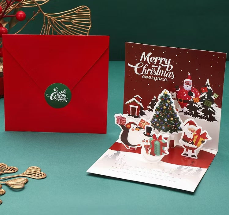 NO.01  3D Christmas card  lucky bags  ( 1 set includ 1 card, 1 sticker and 1 envelope )