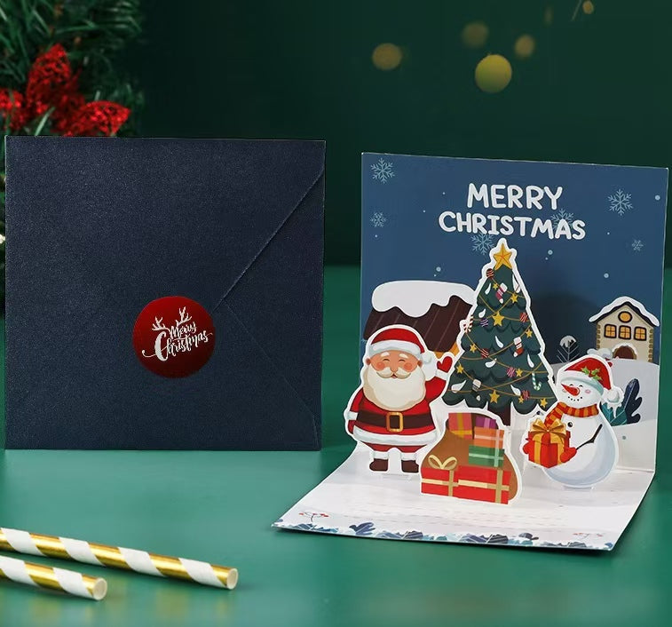 NO.01  3D Christmas card  lucky bags  ( 1 set includ 1 card, 1 sticker and 1 envelope )